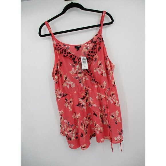 Torrid Womens Blouse 3X V Neck Floral Spaghetti Strap Plus Size Casual New - Picture 3 of 9